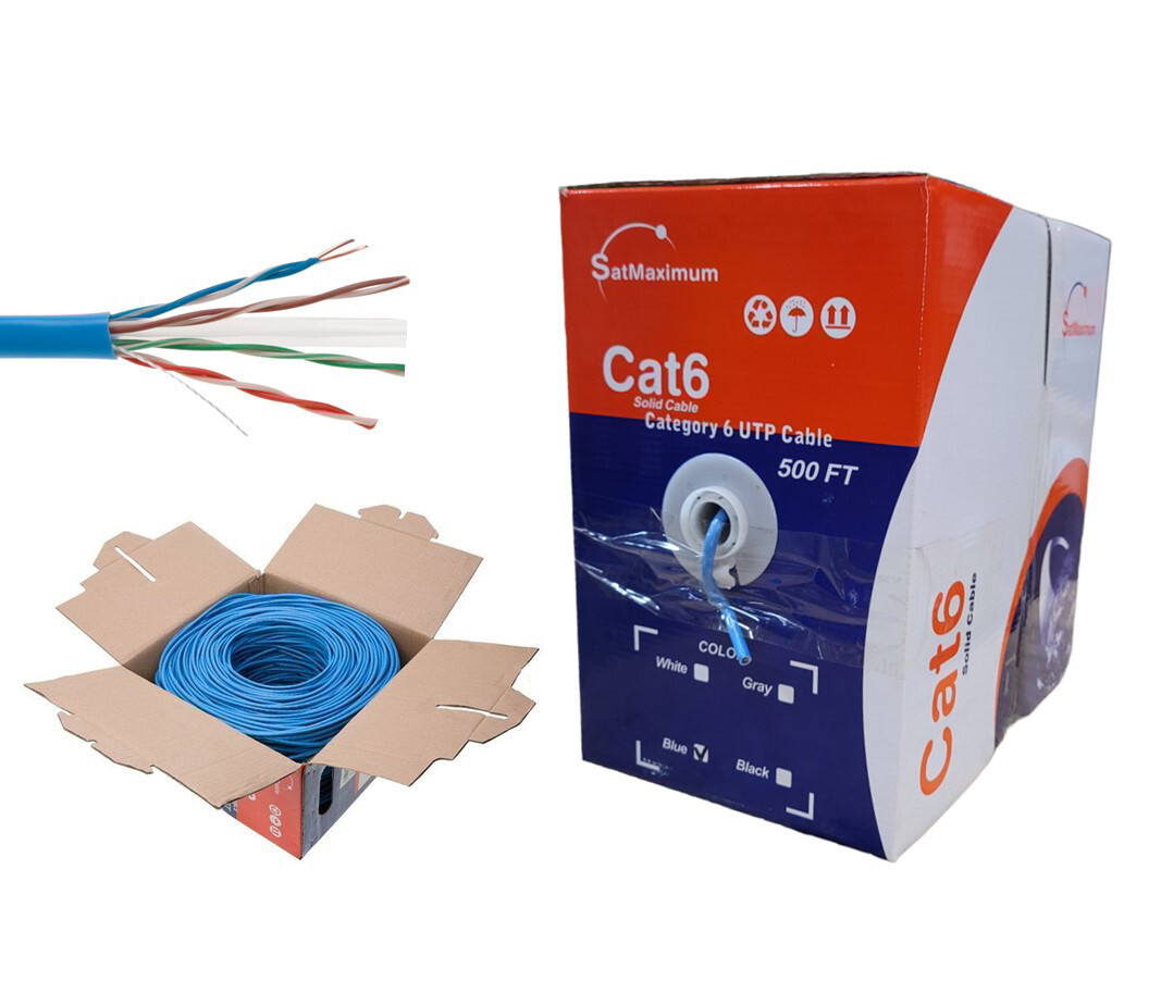 CAT6 500ft UTP Ethernet Network Cable Blue 23AWG LAN Solid Bulk Wire
