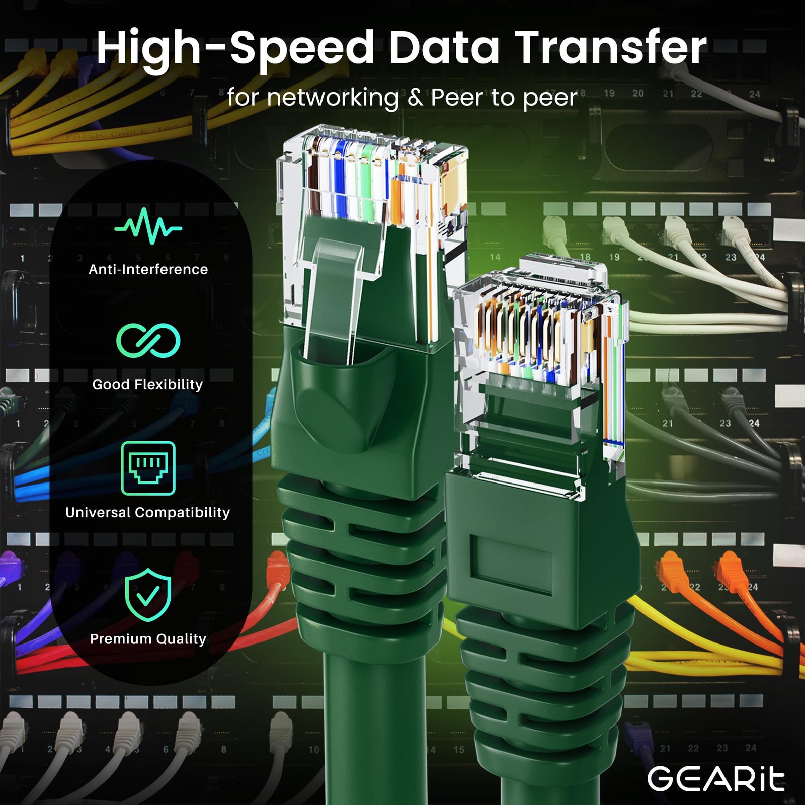 20 PCS Cat 6 Ethernet Cable 1 Foot Network Patch 10Gbps RJ45 Snagless Green