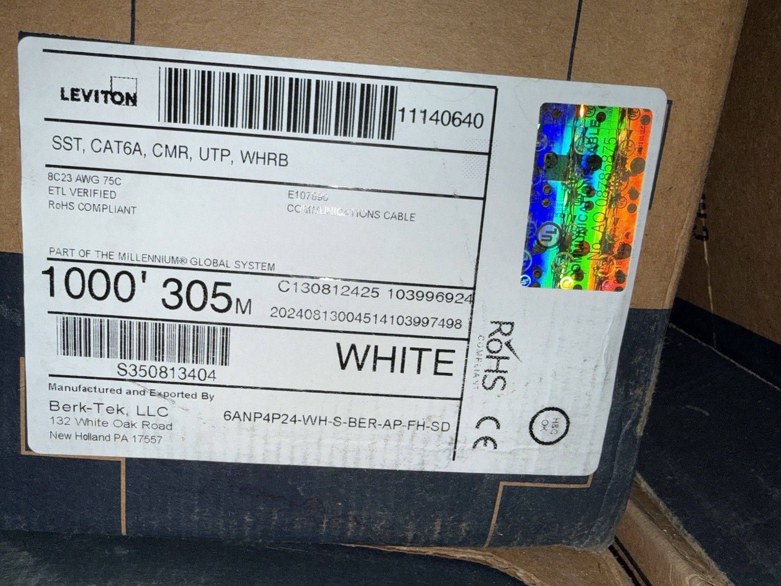 CAT6 Ethernet Cable 1000ft boxes