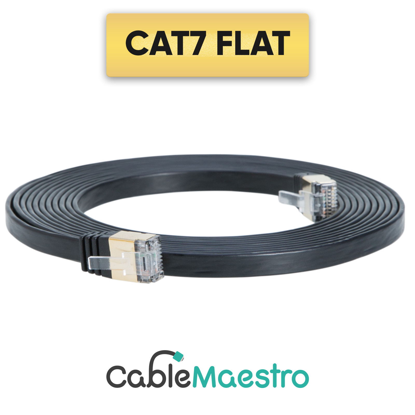 CAT7 Ethernet Cable Patch FLAT LAN Gold Plated U/FTP Shielded RJ45 6-100FT Lot
