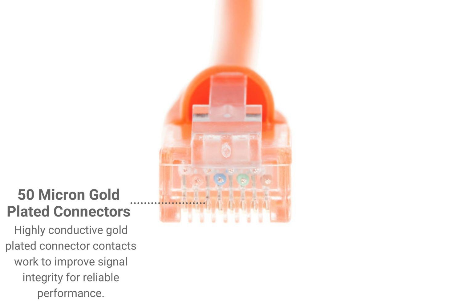 CAT6A Ethernet Patch Cable, Snagless, 1′, Orange – Lifetime Warranty