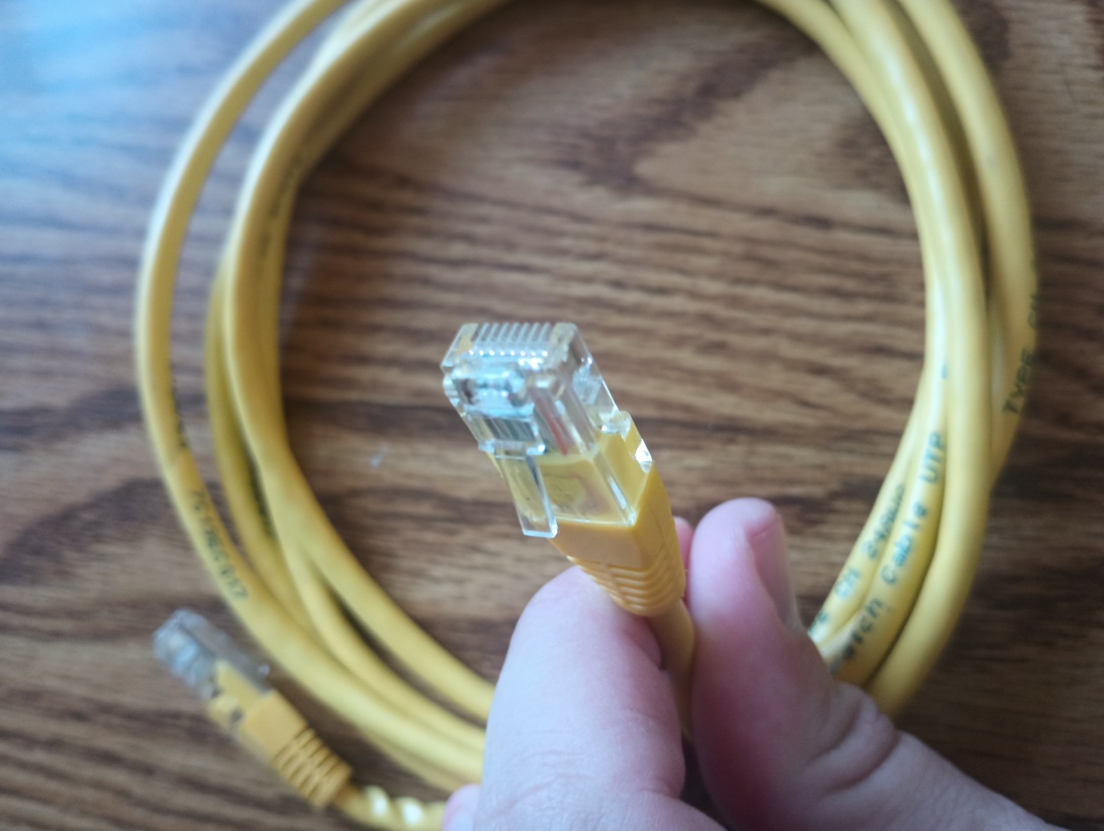 6 FT CAT 5 Ethernet Cable – Yellow – Brand Unknown – Used, Tested Working