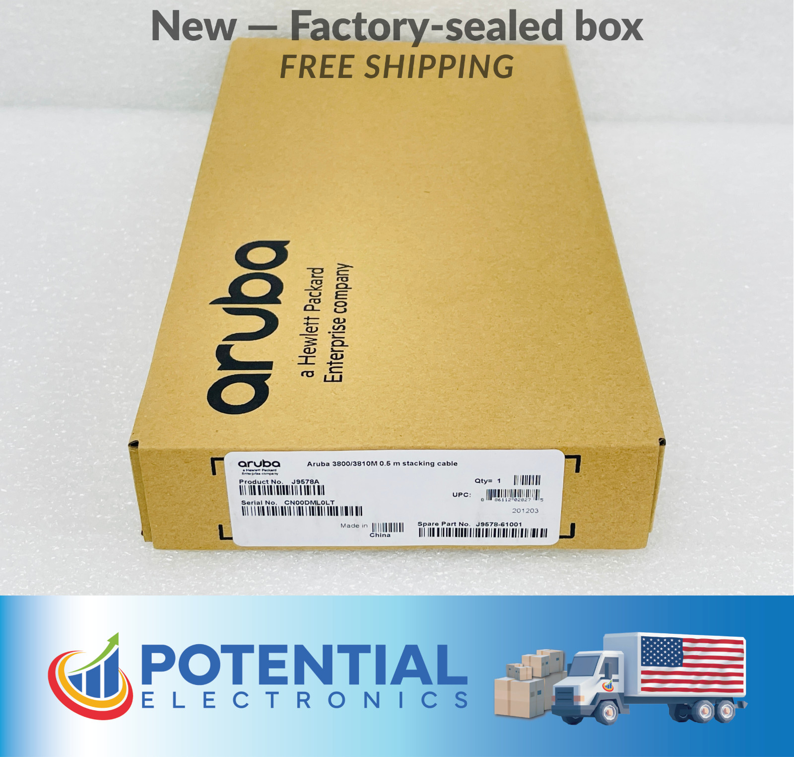 New Factory-sealed box – ARUBA J9578A – HPE Aruba 3800/3810M 0.5M Stacking Cable