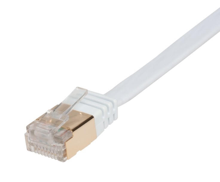 CAT7 SFTP Ethernet Patch Cable Flat Cord 10Gbps 6FT-100FT White Multi-Pack LOT