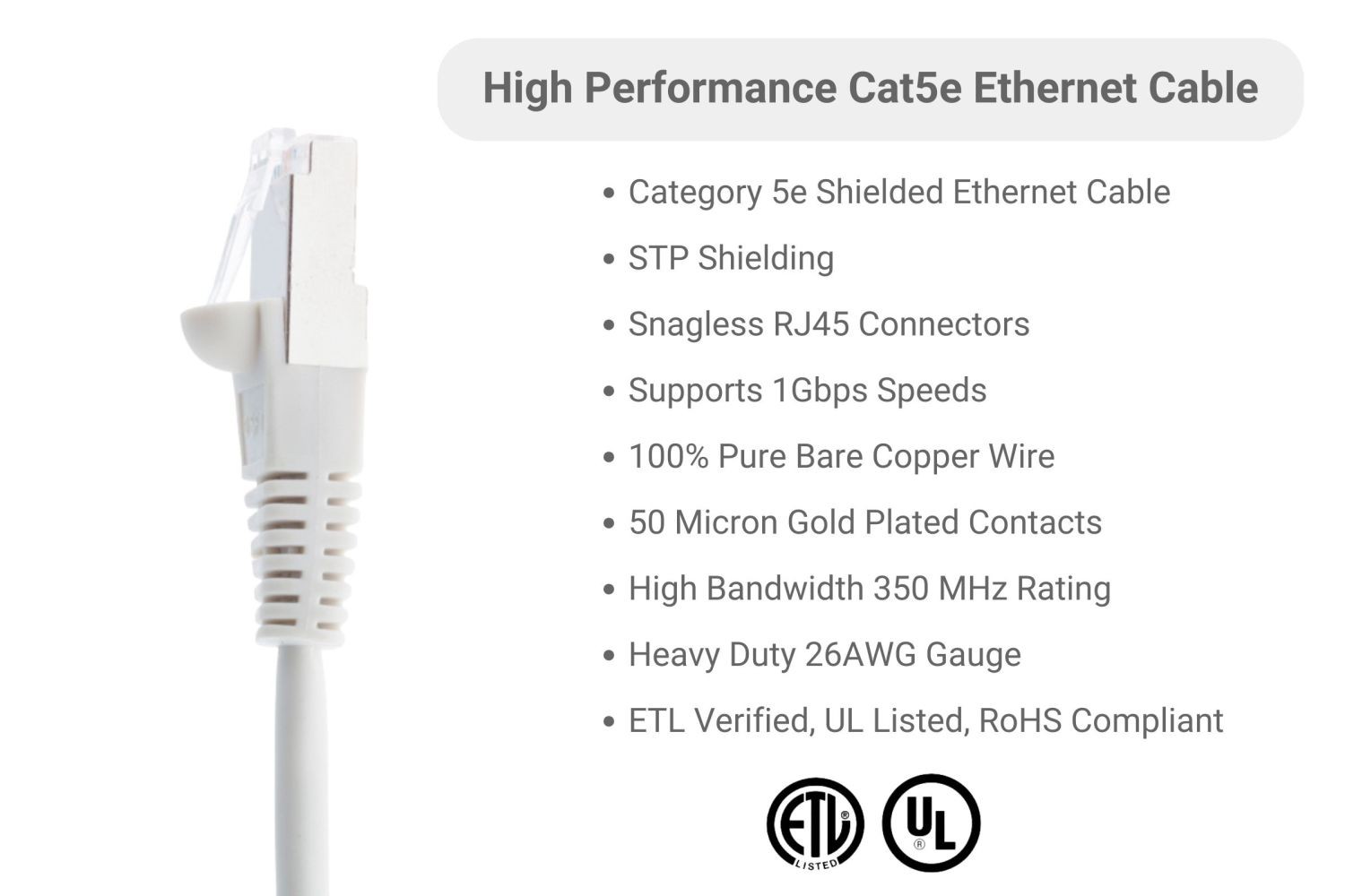 CAT5e Shielded Ethernet Patch Cable, Snagless, 150 Foot – Lifetime Warranty