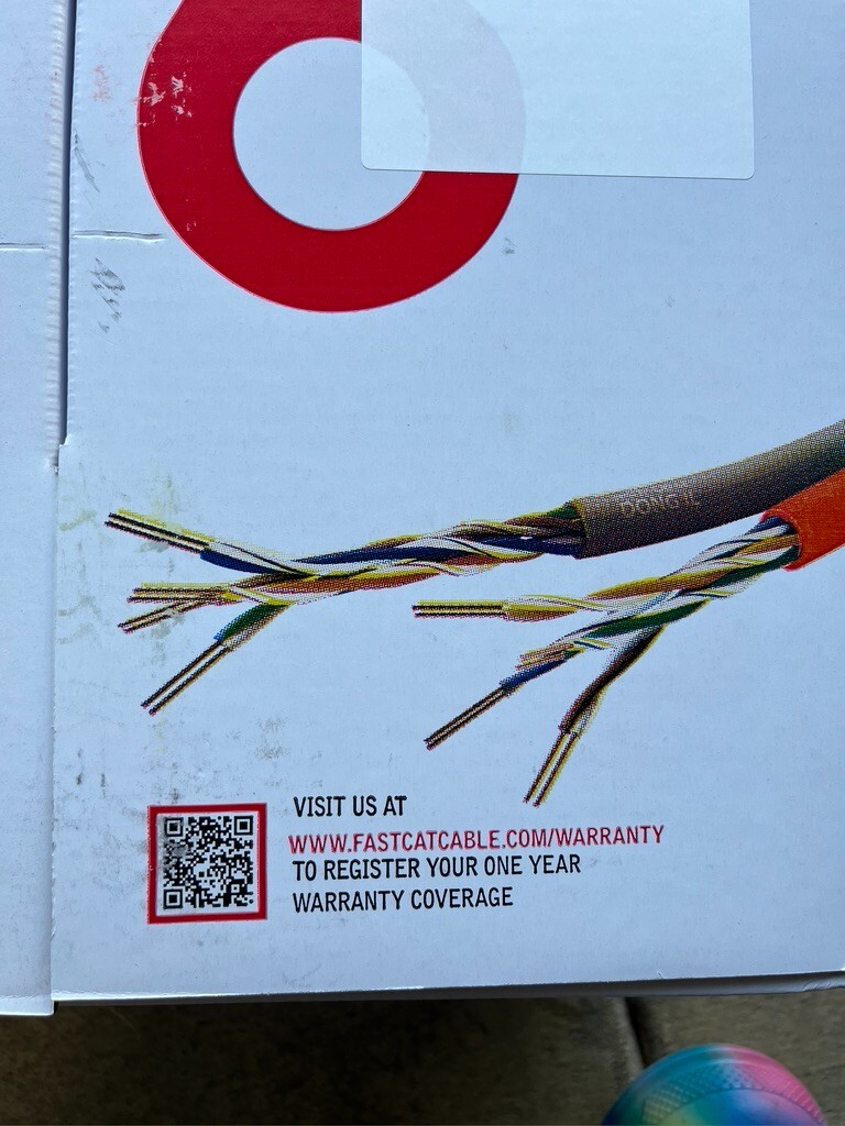 100 feet Network Cable Cat6 Ethernet 23 AWG CMR Insulated Solid Bare Copper Wire