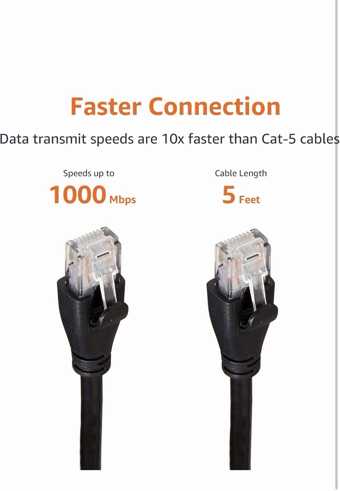 Amazon Basics RJ45 Cat-6 Ethernet Patch Internet, 5 Foot, Black