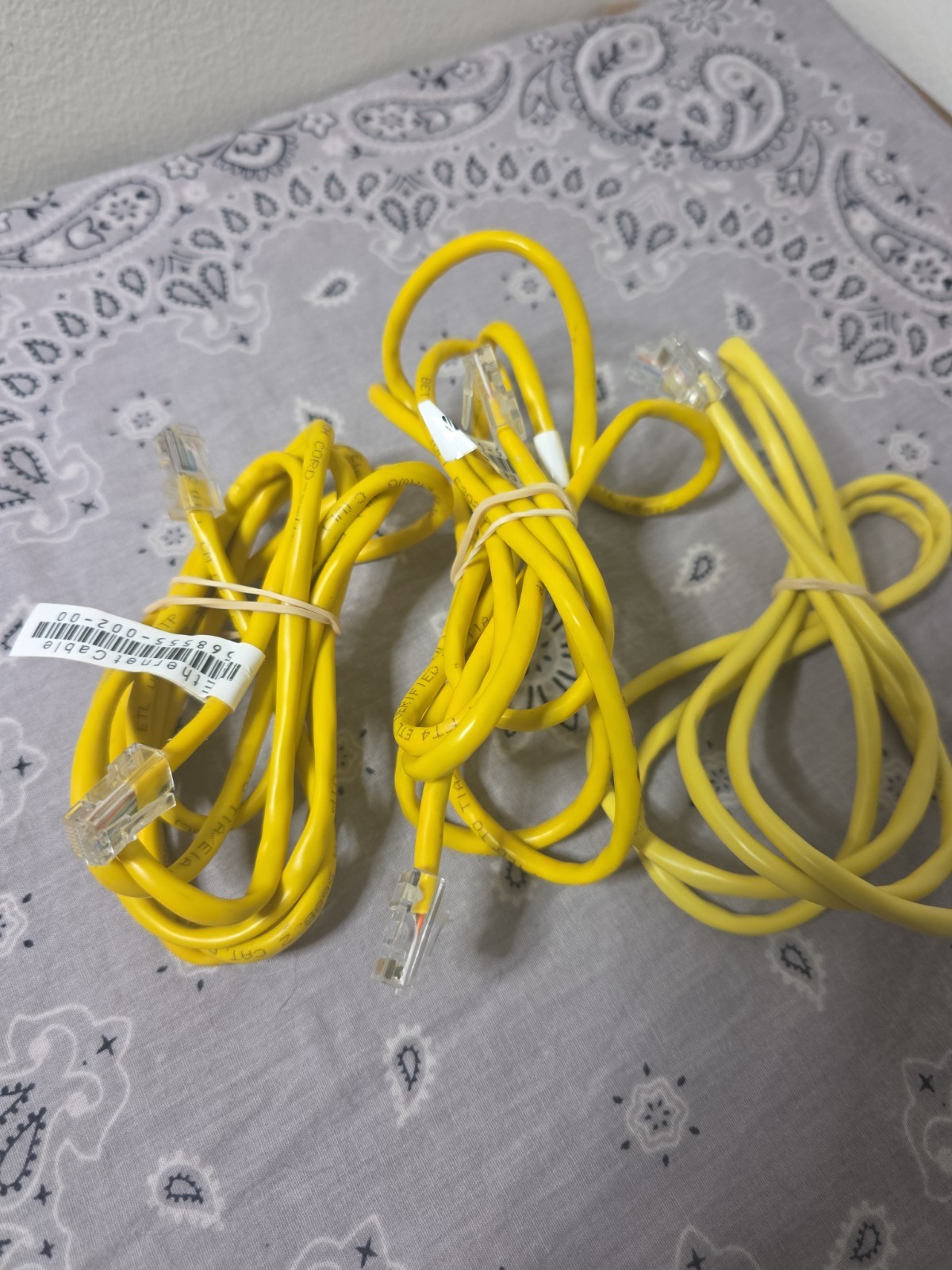 Lot Of 3 Ethernet Cables- Yellow- (2) 70″ – (1) 60″