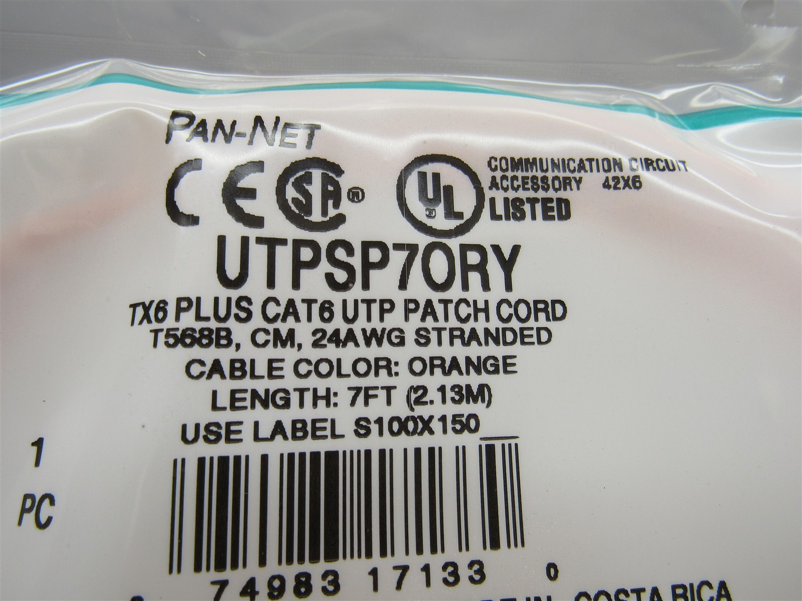 100 LOT NEW Panduit 7ft CAT6 Mixed Color Patch Cable RJ-45 UTPSP7ORY UTPSP7Y