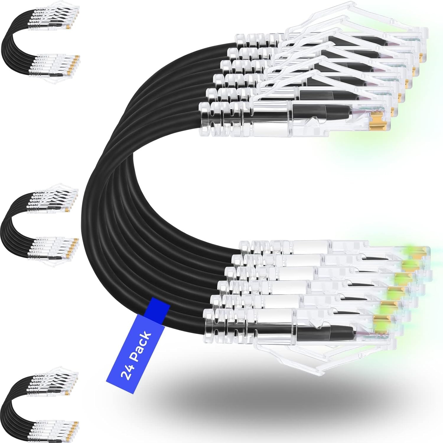 Patch Cables Cat6/ Cat6a 1ft (24 Pack) Slim, Cat6a Ethernet Patch Cable 10G Supp