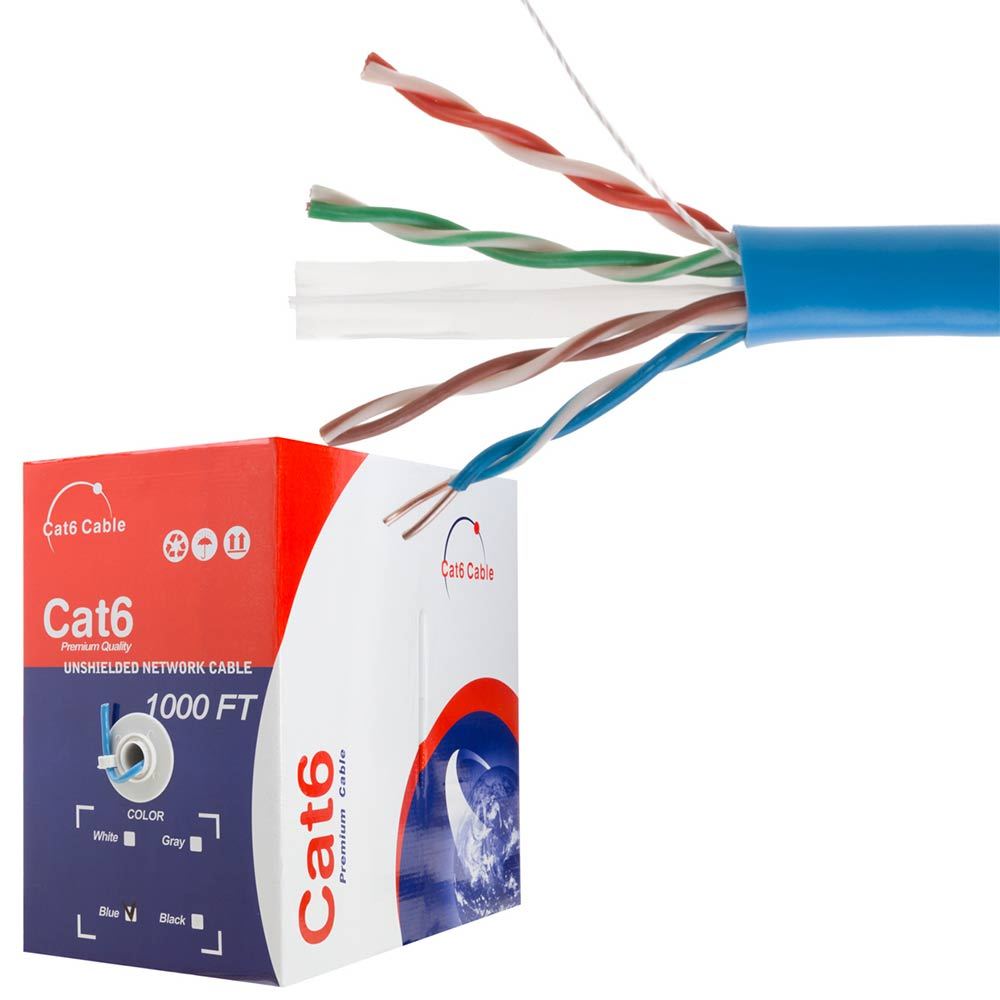 CAT5E CAT6 Cable 1000FT UTP Solid Network Ethernet Plenum Bulk Wire RJ45 Lan