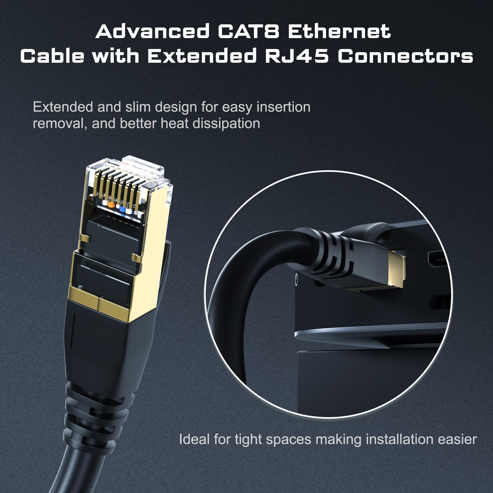 DbillionDa Cat8 Ethernet Cable, OutdoorIndoor, 50FT High Speed 26AWG Cat8 LAN…