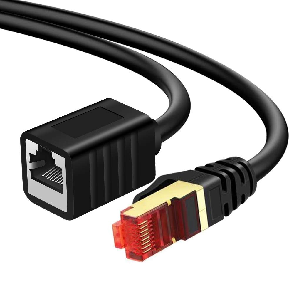 Cat7 Ethernet Extension Cable Shielded RJ45 Male To Female Network Cord 3 Ft