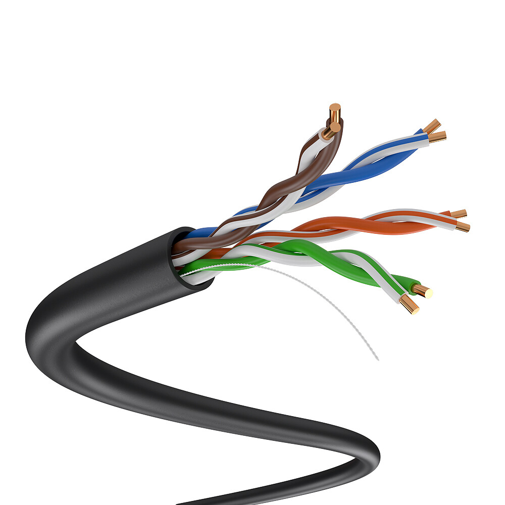 1000FT CAT5e 4/UTP SOLID WIRE 24AWG ETHERNET NETWORK CABLE BLACK COLOR