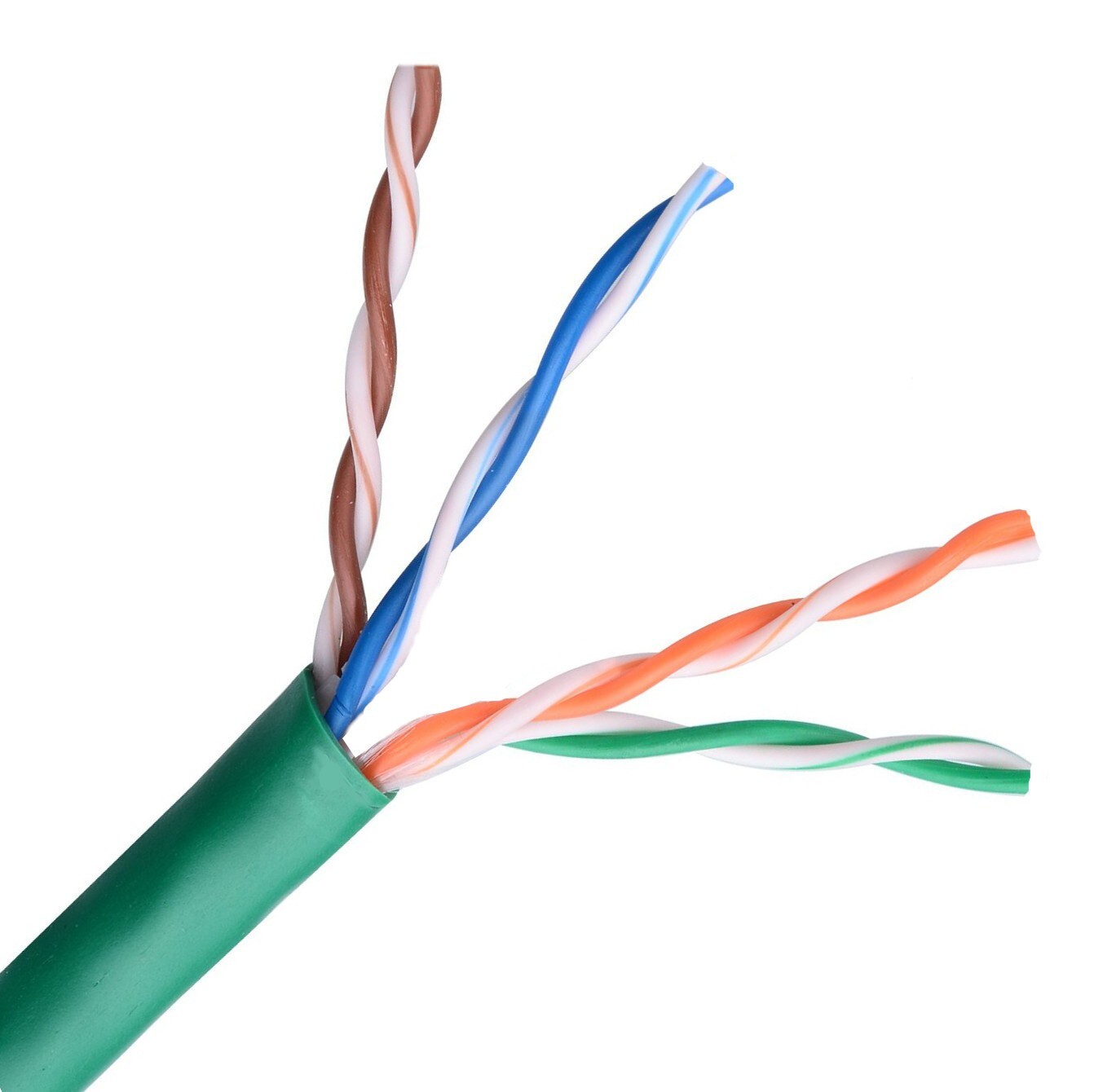 CAT5e Plenum CMP 350MHz Ethernet Cable Green 1000FT – 24 AWG SOLID BARE COPPER