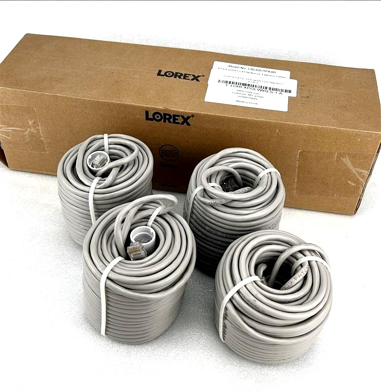 Lorex CAT5E POE Wires 60FT – 4 Pack