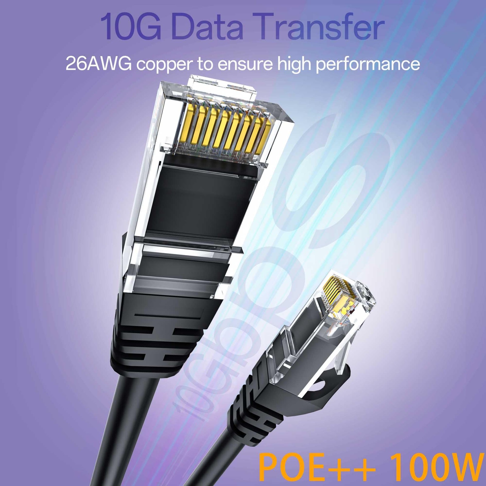 10 Pack Black Cat6 Ethernet Cables 1 Ft Patch Cords