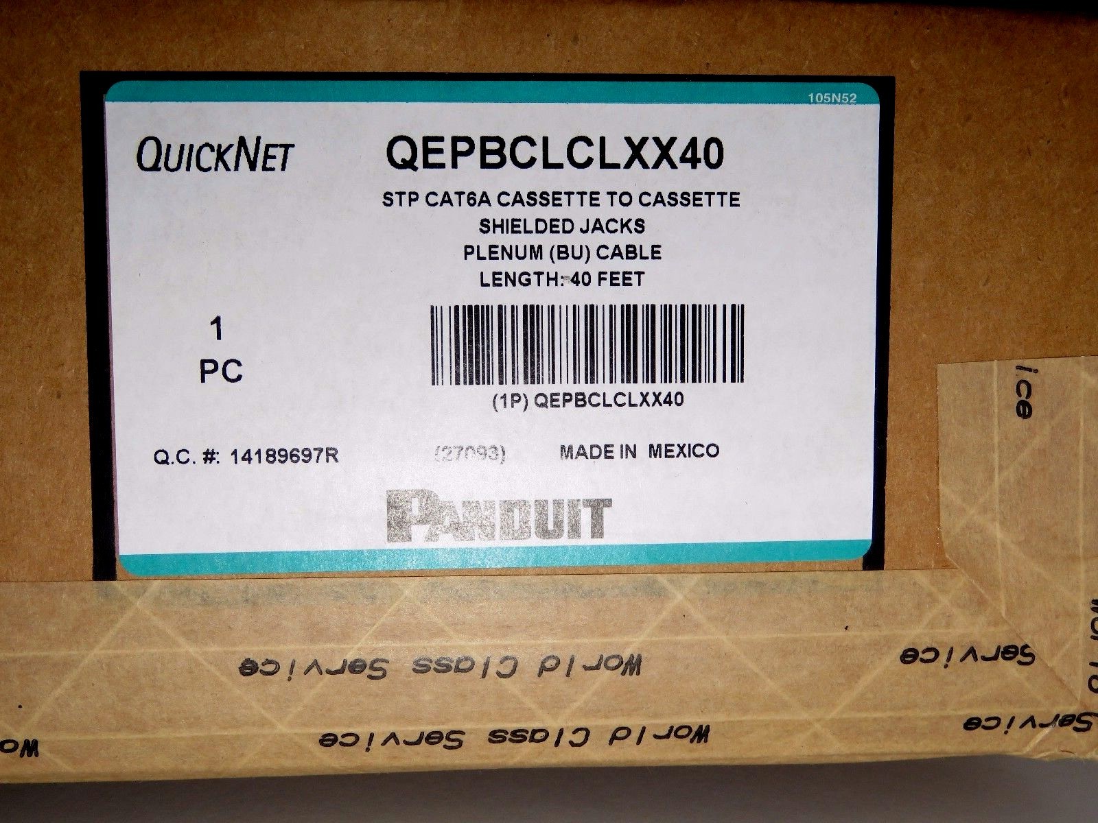 PANDUIT CAT 6A Network Shielded Jack Trunk Cable 40 FT Quicknet Cable Solution