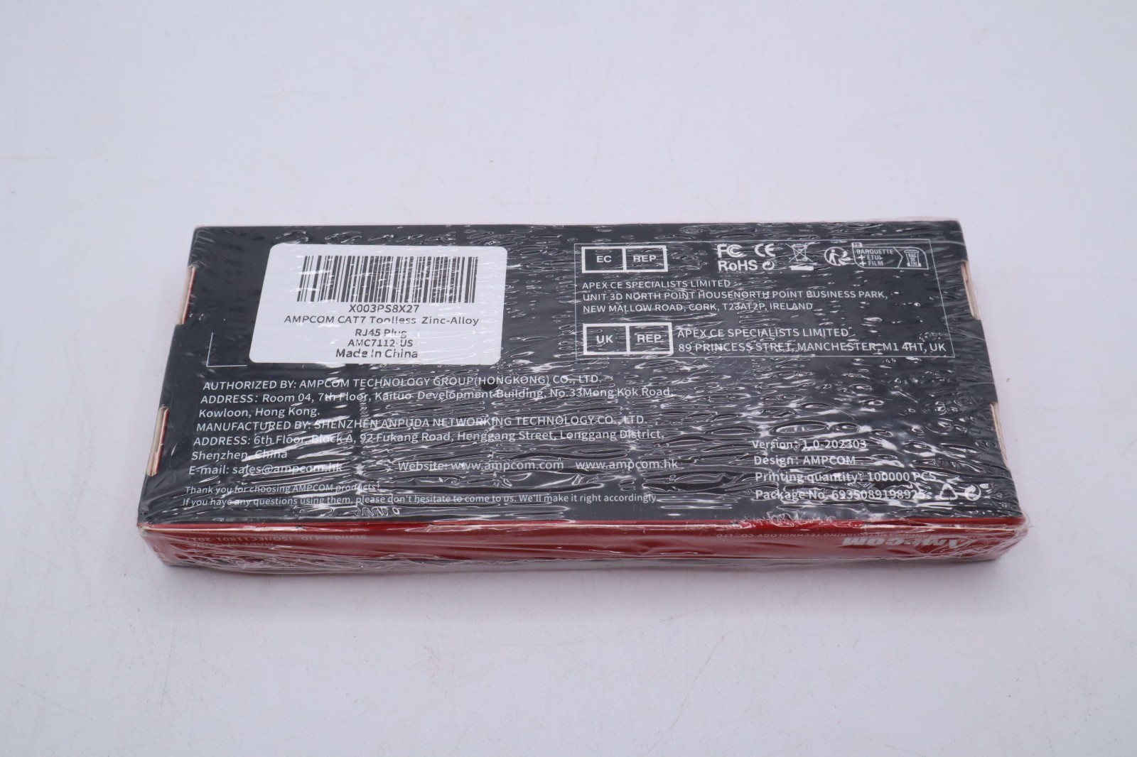 STP CAT7A RJ45 Connector, Zinc Alloy, Tool-Free, 10Gbps, Enterprise, Industrial