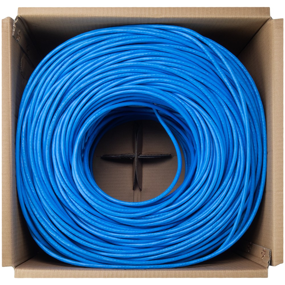CAT6 Plenum CMP Pure Copper UTP 23AWG 550MHz Network Ethernet 1000FT Blue Bulk