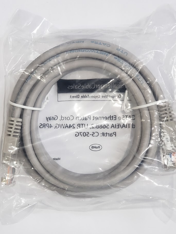 7′ Cat 5e Ethernet Patch Cord Cable #C5-507G 24AWG 4PRS Verified TIA/EIA RoHS