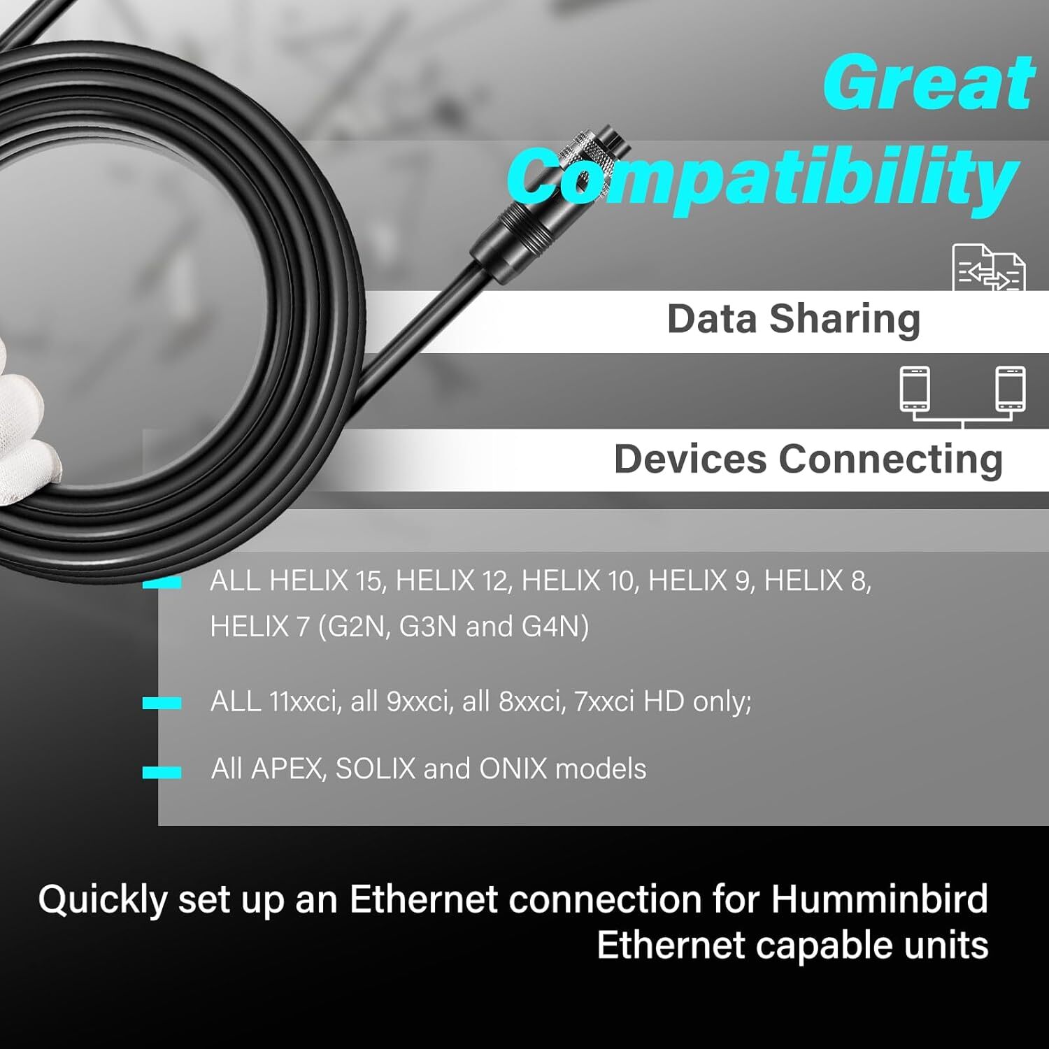 720073-3 20 Feet Ethernet Cable AS EC 20E for Humminbird for Helix, APEX, SOLIX