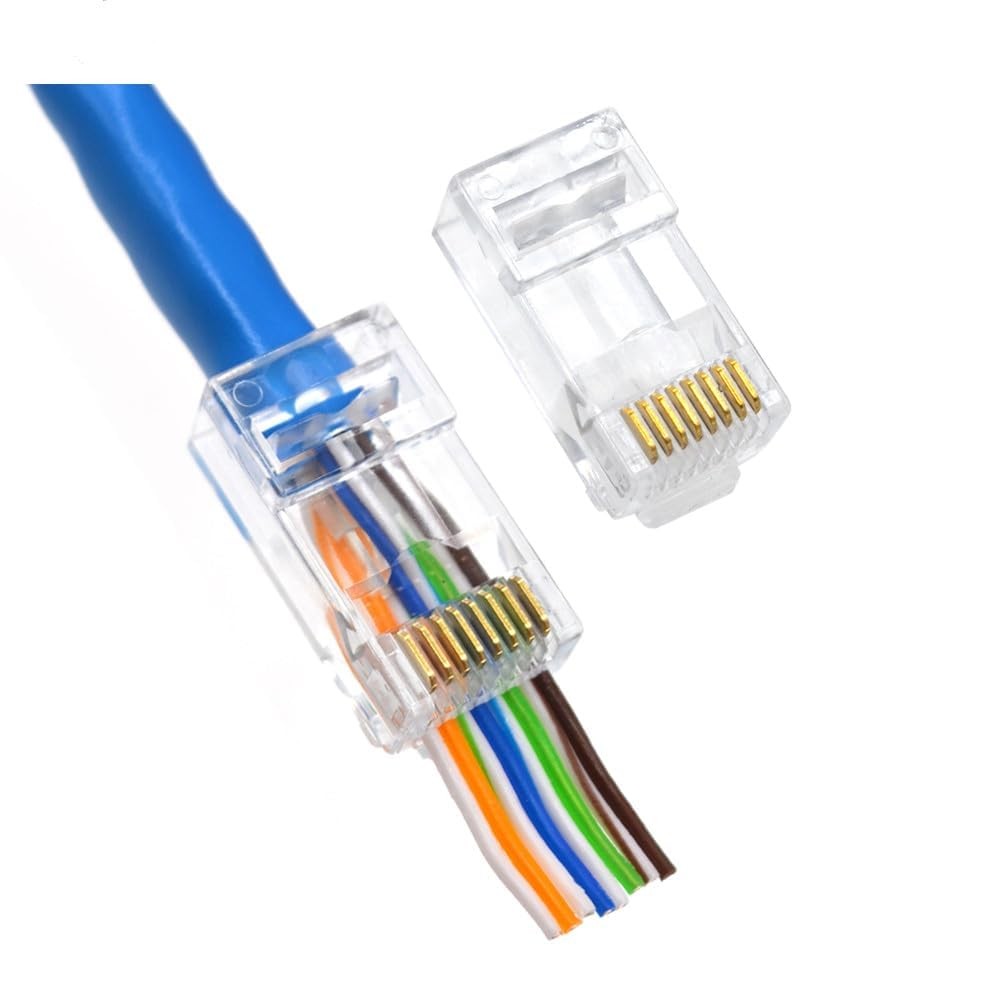 100 PCS RJ45 Cat6 Pass Through Connectors 8P8C UTP Ethernet Network Plug