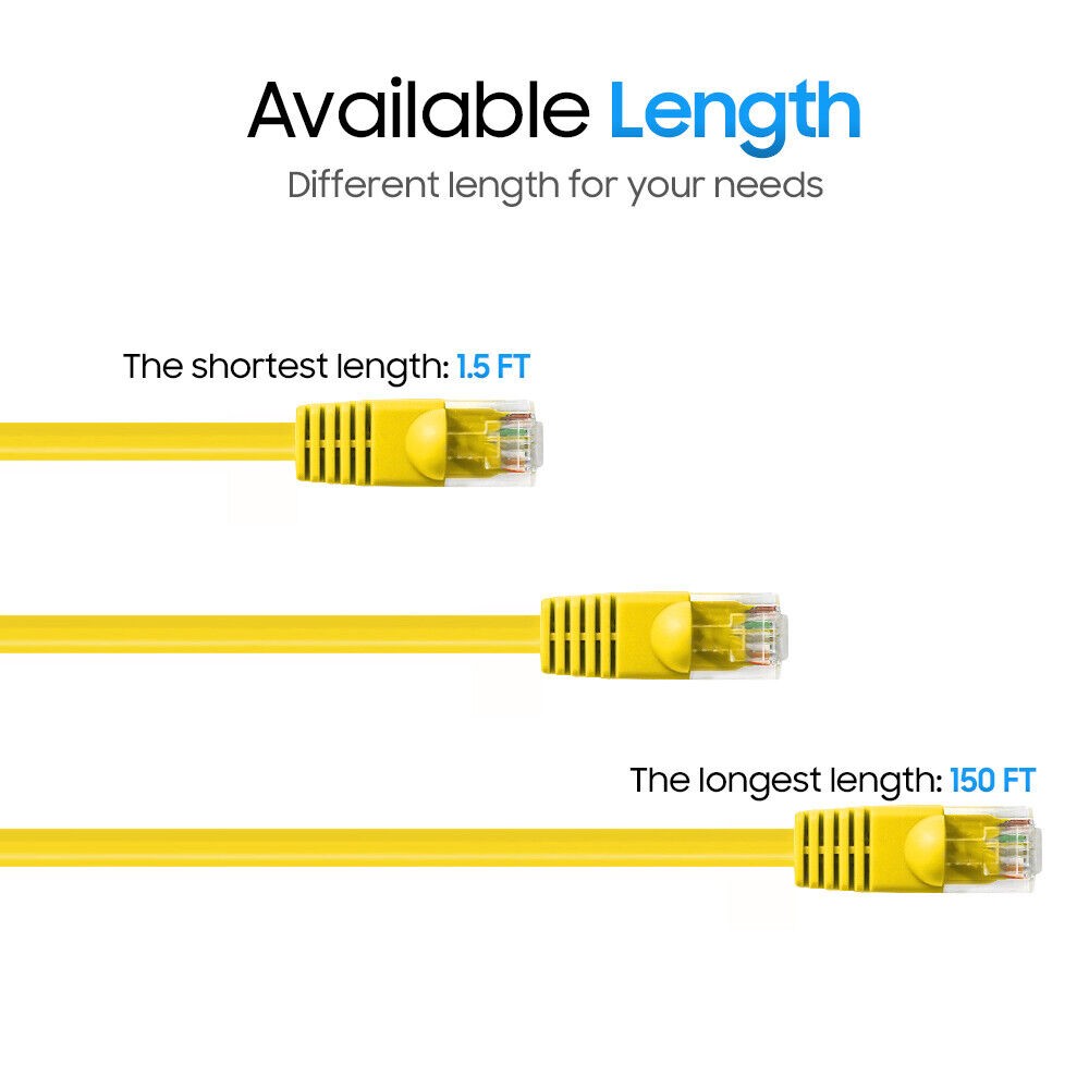 25FT Cat5e Ethernet Cable UTP LAN Network Patch Cord RJ45 Cat 5e Cable – Yellow