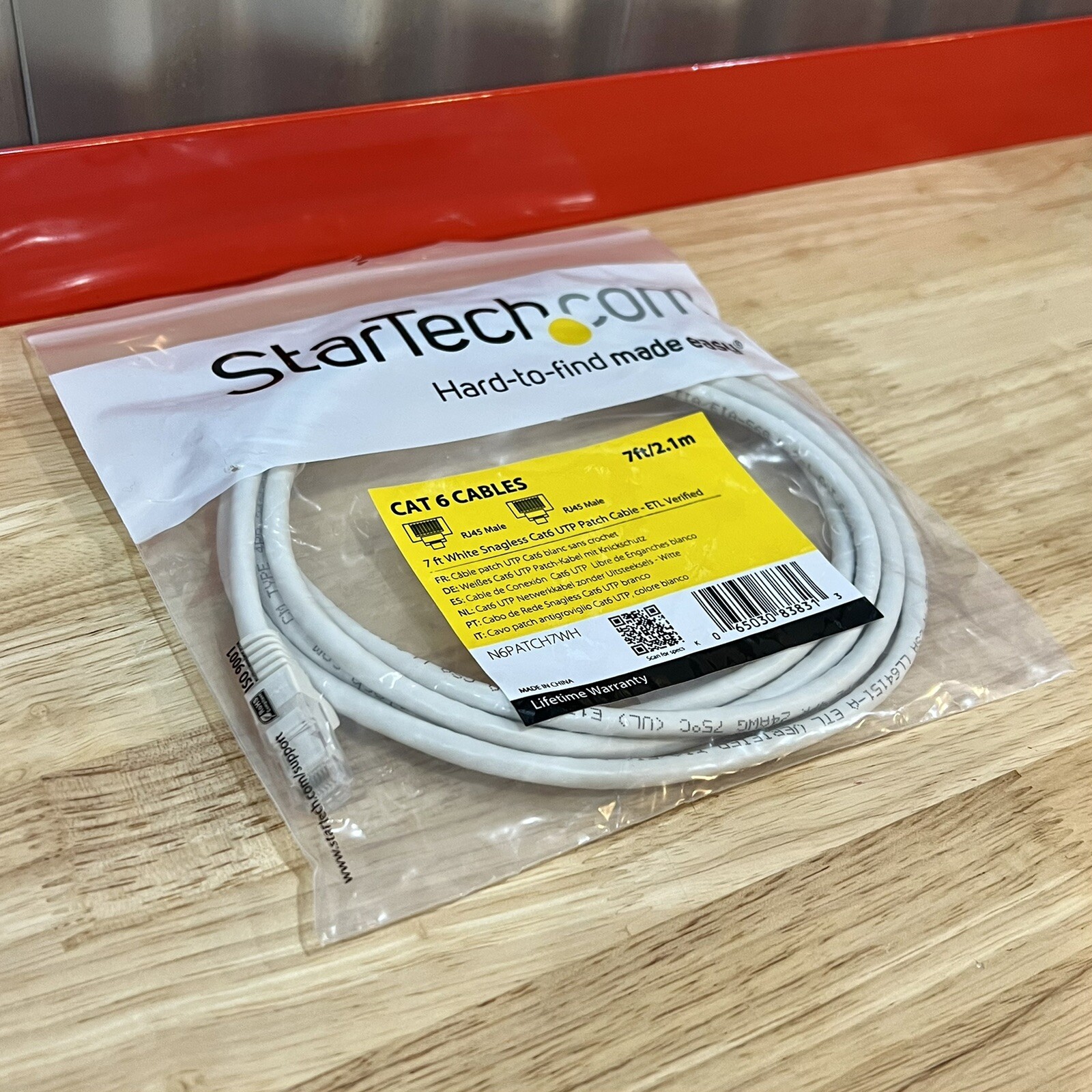 BRAND NEW StarTech 7ft. / 2.1m White Snagless Cat6 UTP Patch Cable ETL Verified