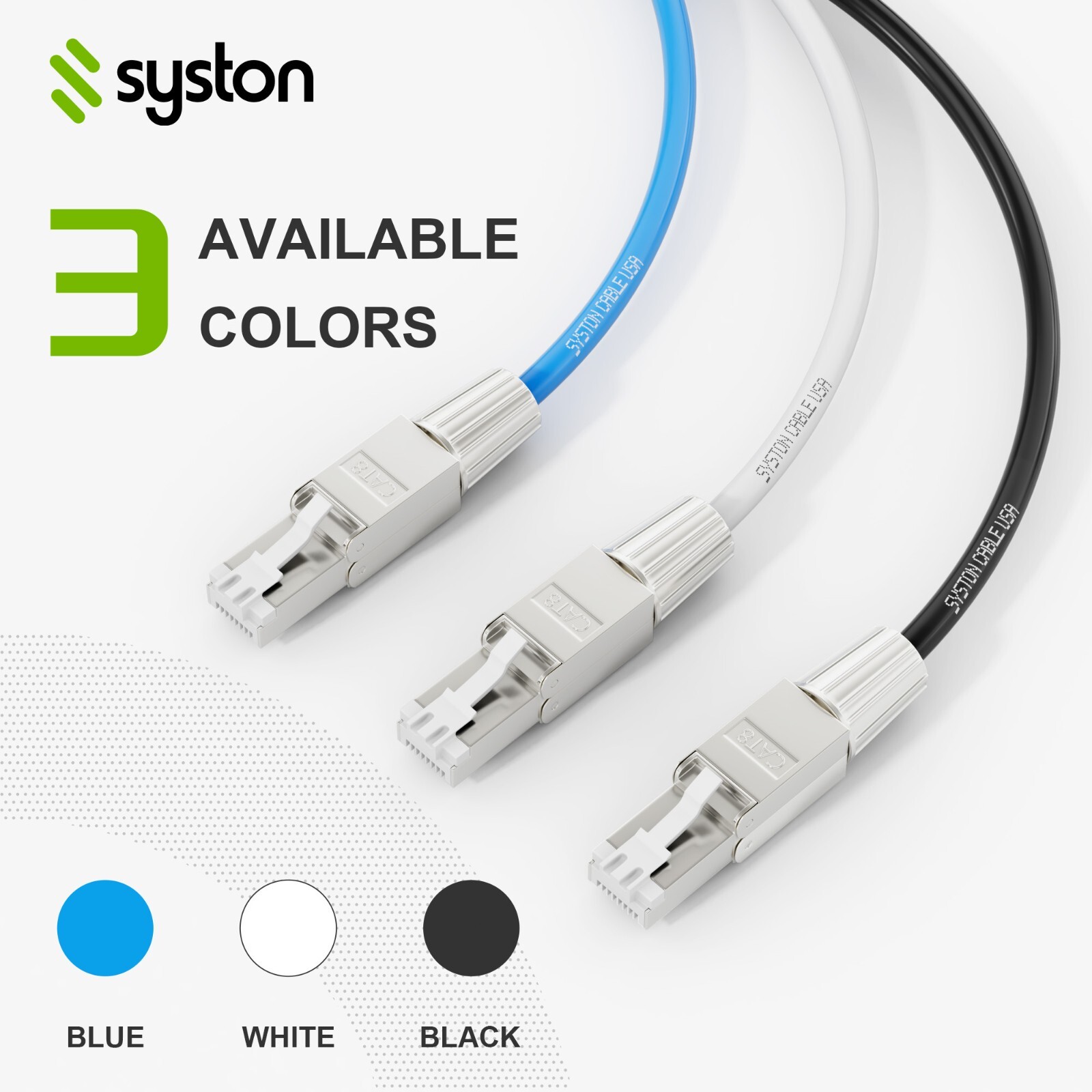 Syston Cat 8 Ethernet Cable 2000MHz 2GHz 40GB 22AWG 4pr Braided S/FTP-CMR Patch