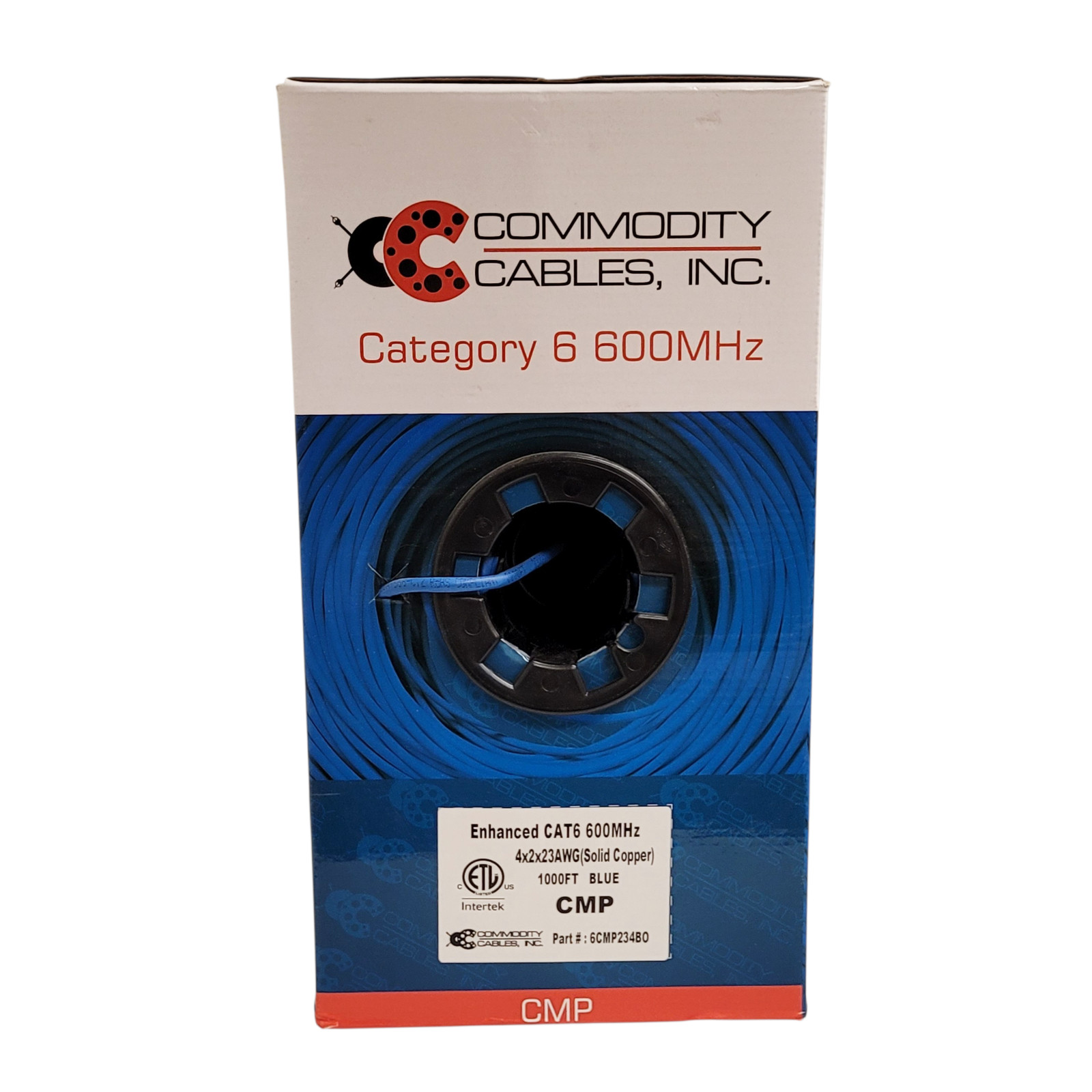 1000FT CAT6 Blue Plenum UTP Ethernet Cable CMP 23AWG 600MHz Solid Bare Copper