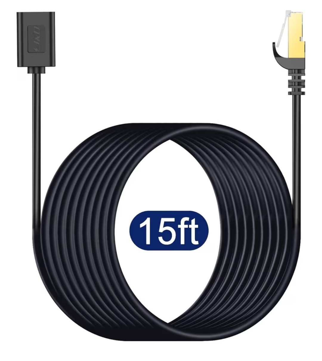 J&D Ethernet Extension Cable, Cat 6 Ethernet Extender Cable Adapter (15 Feet)…