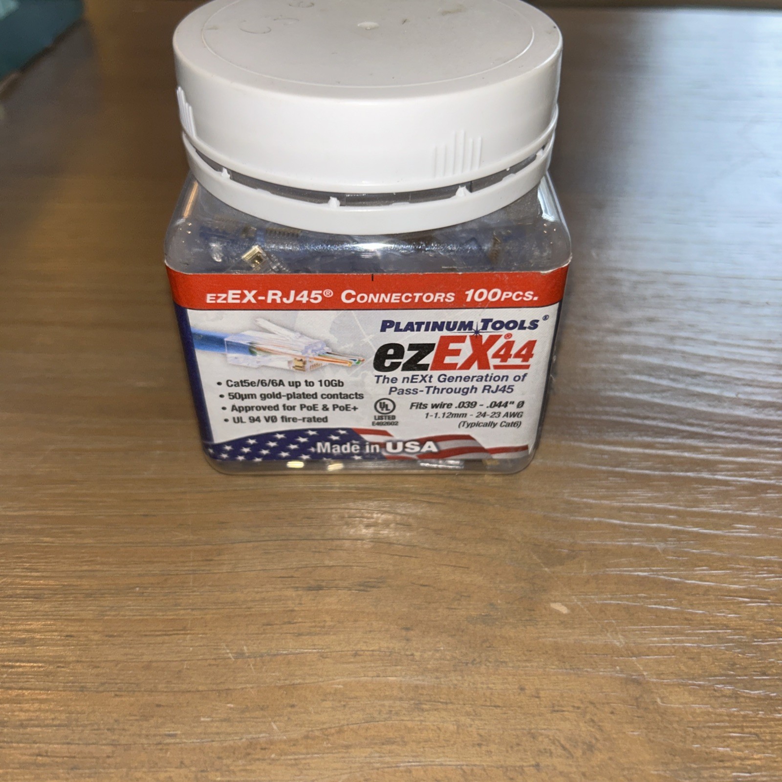 Platinum Tools 202044J ezEX44 RJ45 CAT6 Connectors Jar Of 63