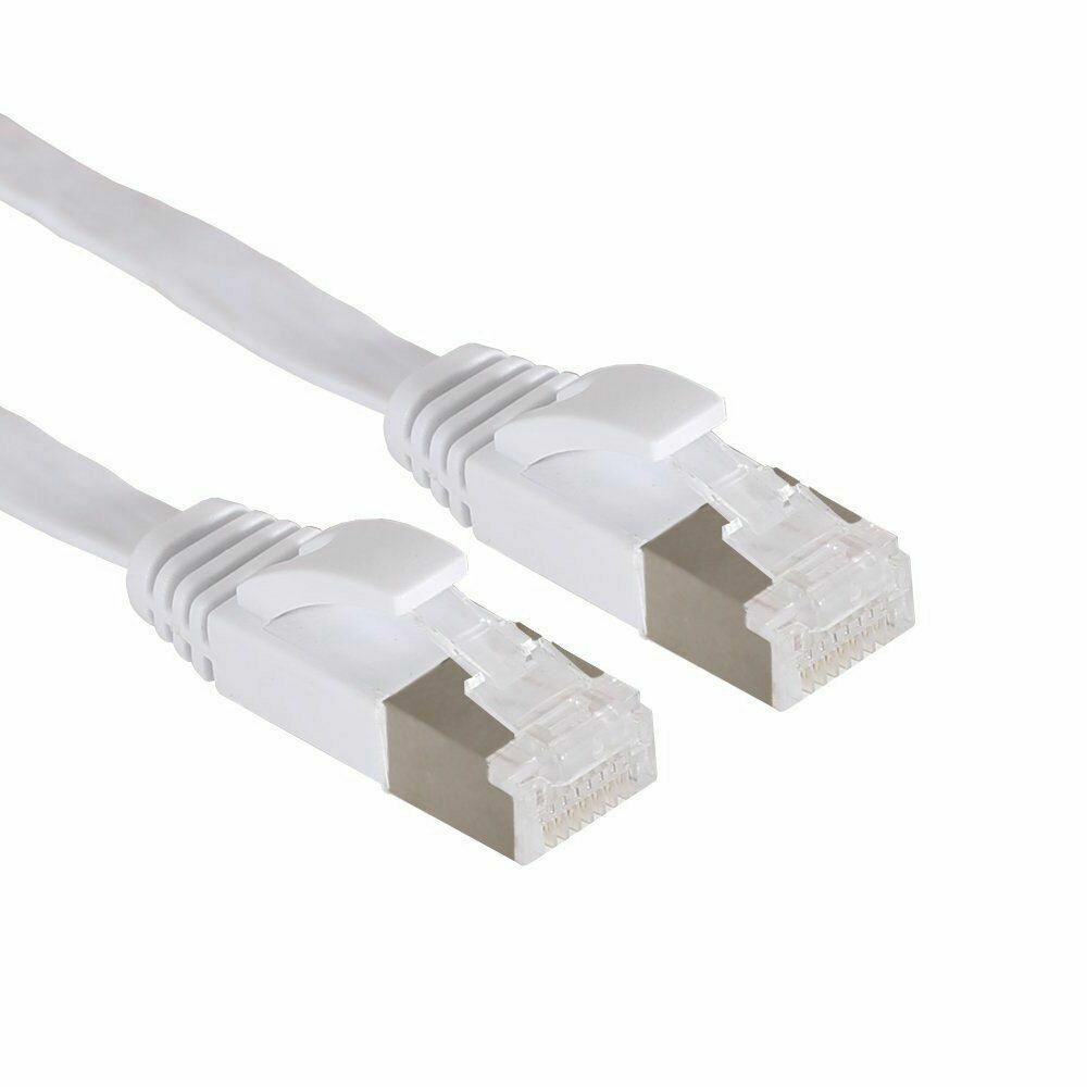 4pk Flat Cat7 Ethernet Patch White Cable