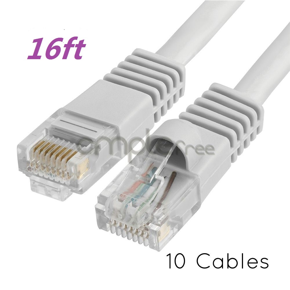 10x 16FT 16feet CAT5e Cable Ethernet Lan Network CAT5 RJ45 Patch Cord Gray NEW