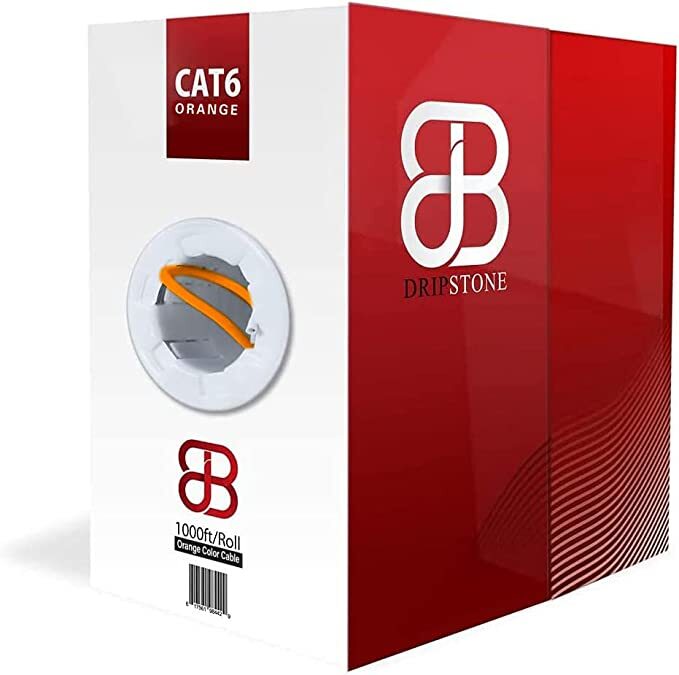 Dripstone CAT6 700ft UTP Solid Cable 23AWG Network Ethernet RJ45 Wire, Orange