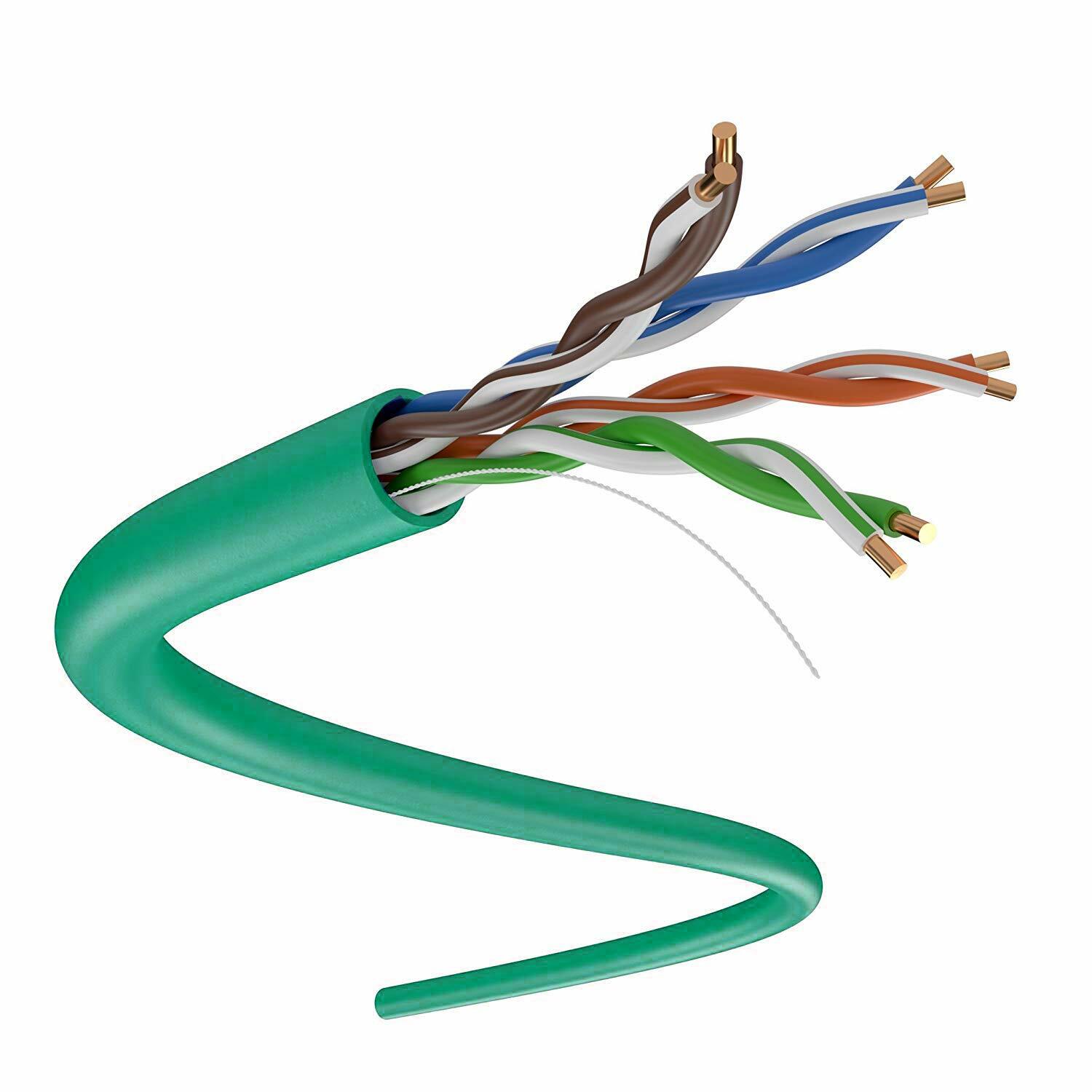 CAT6 1000FT UTP CABLE SOLID 23 AWG LAN NETWORK ETHERNET BULK WIRE 550MHz GREEN