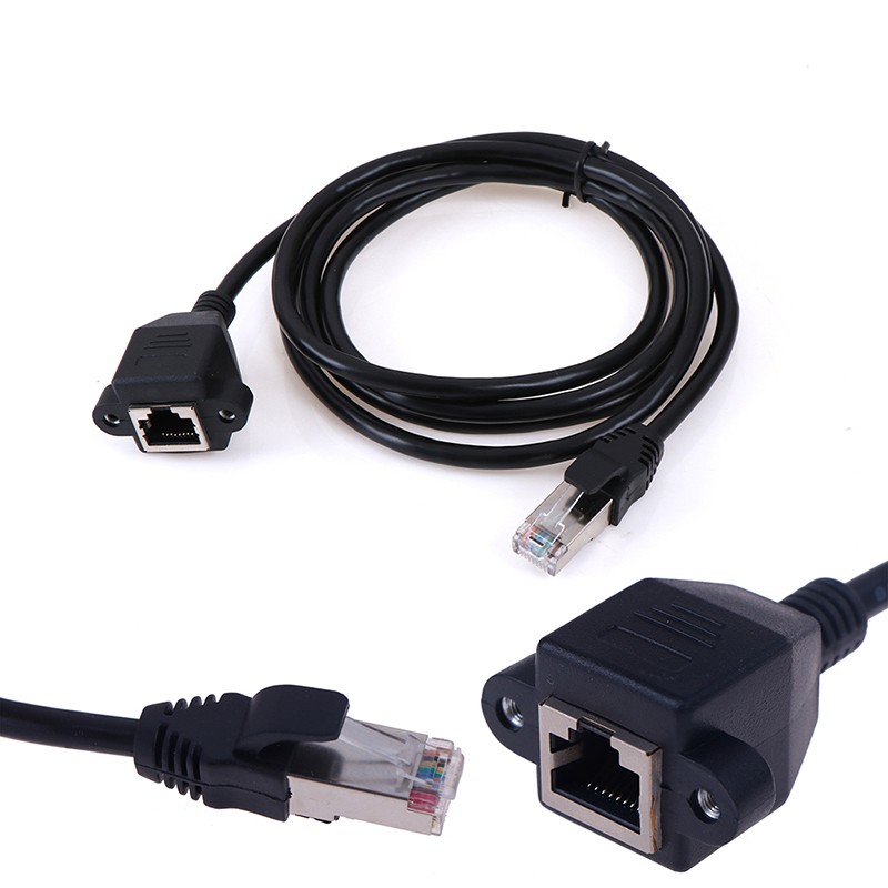 1Pc RJ45 Male to Female Screw Panel Mount Ethernet LAN Network Extension Cab.t2
