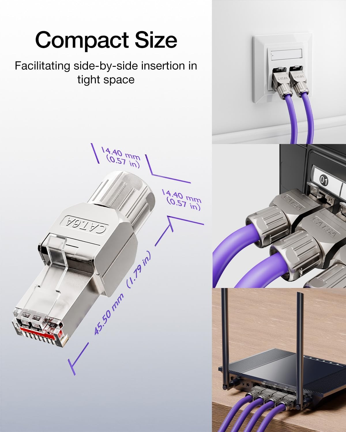 RJ45 Toolless Connector, Zinc Alloy Shielded Tool Free Ethernet Plug, Up to 1…