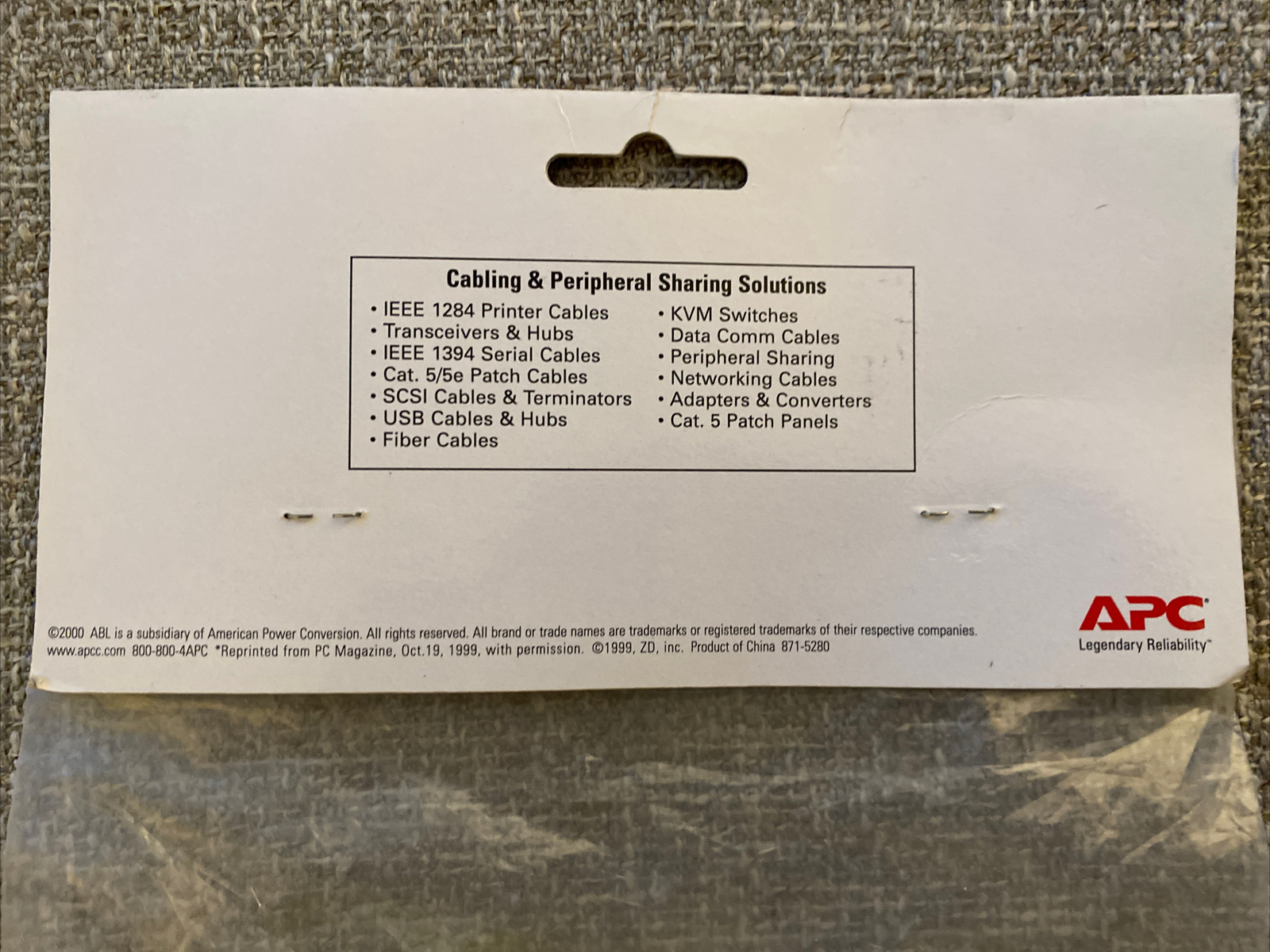 APC Category 5 UTP 568B Patch Cable, Yellow, 3827YL-15, RJ45M, NEW in Package