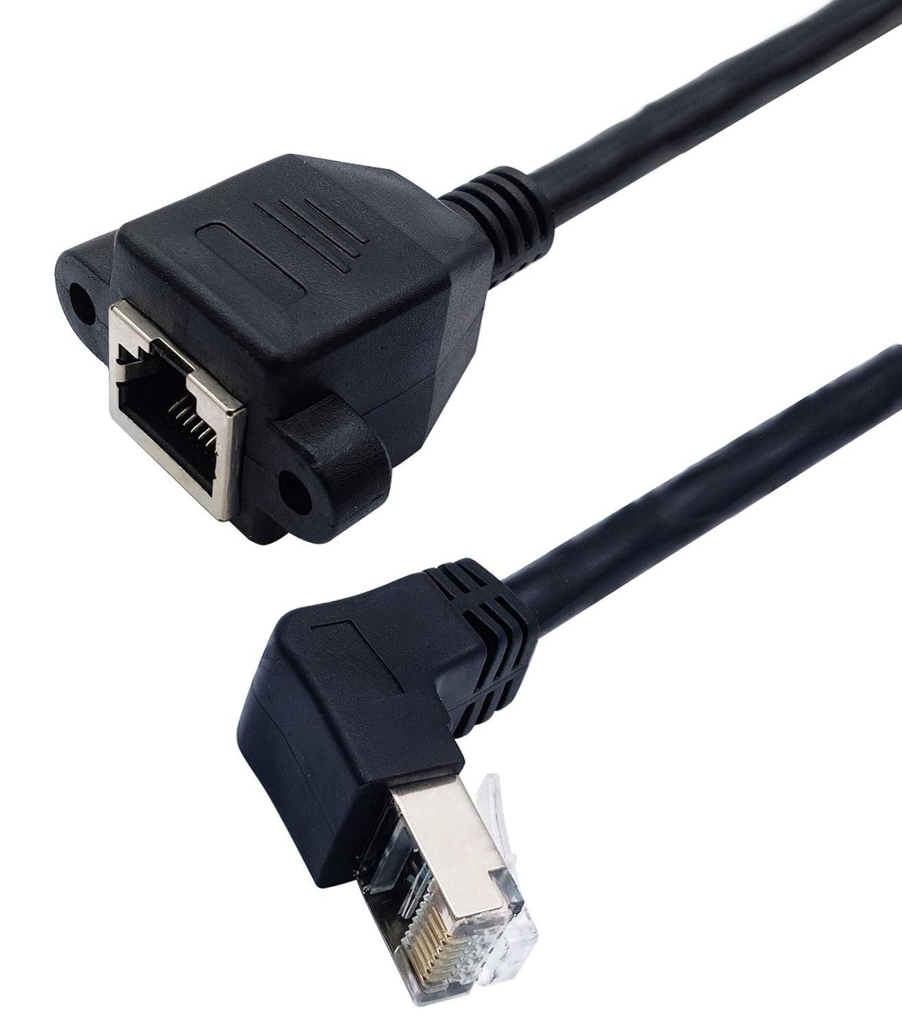 Cat 6 Ethernet Cable 90 Degree down Angle RJ45 Male to Female Shielded Ethernet