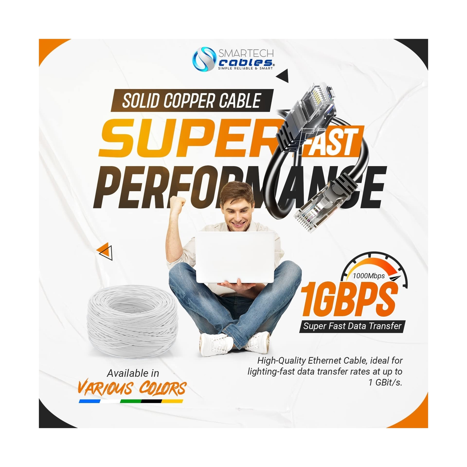 CAT6 Plenum (CMP) 1000ft Bulk Ethernet Cable | Certified 100% Pure Solid Bare…