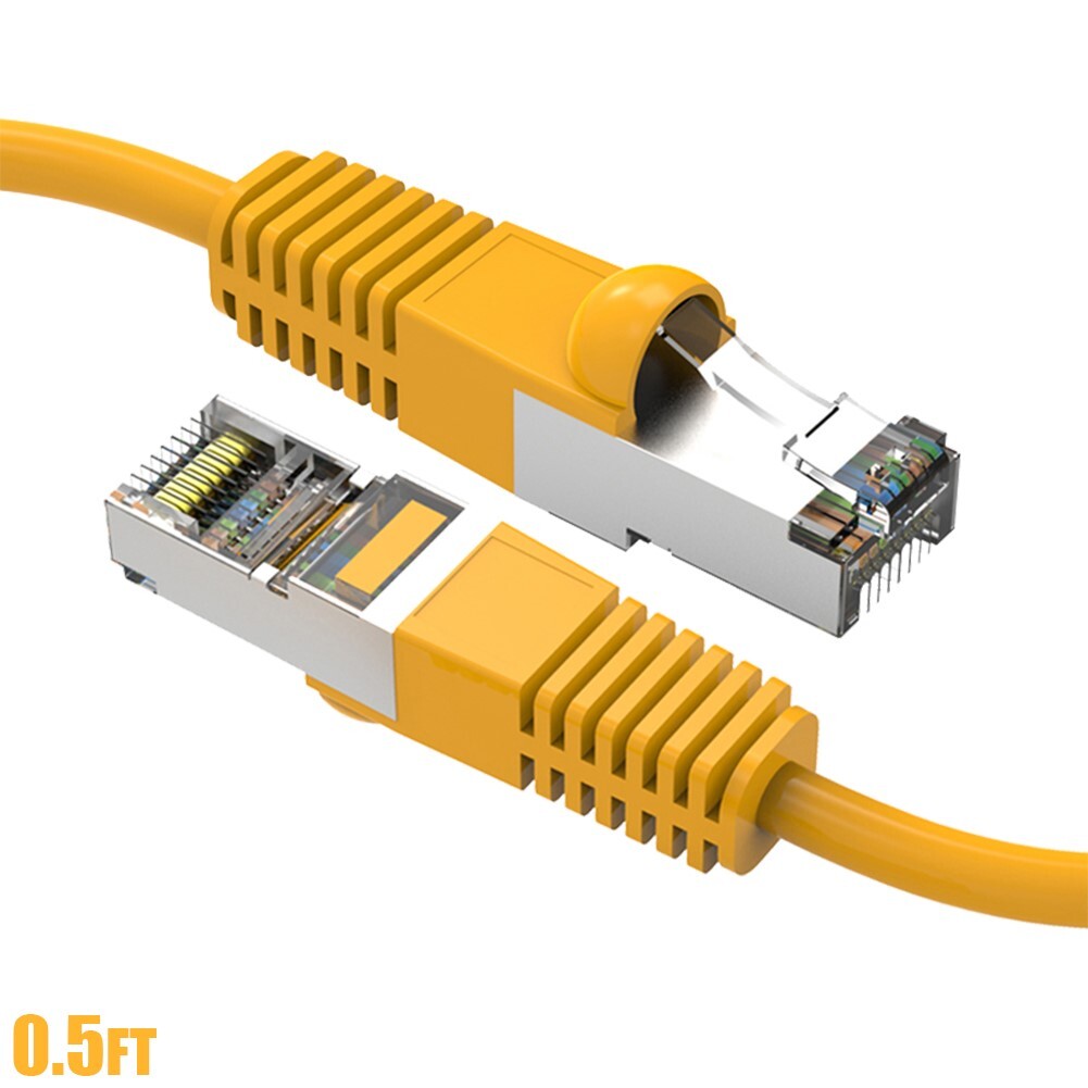 CAT6 RJ45 Network LAN Ethernet SSTP Shielded Cable Copper Wire Gold 26AWG Yellow