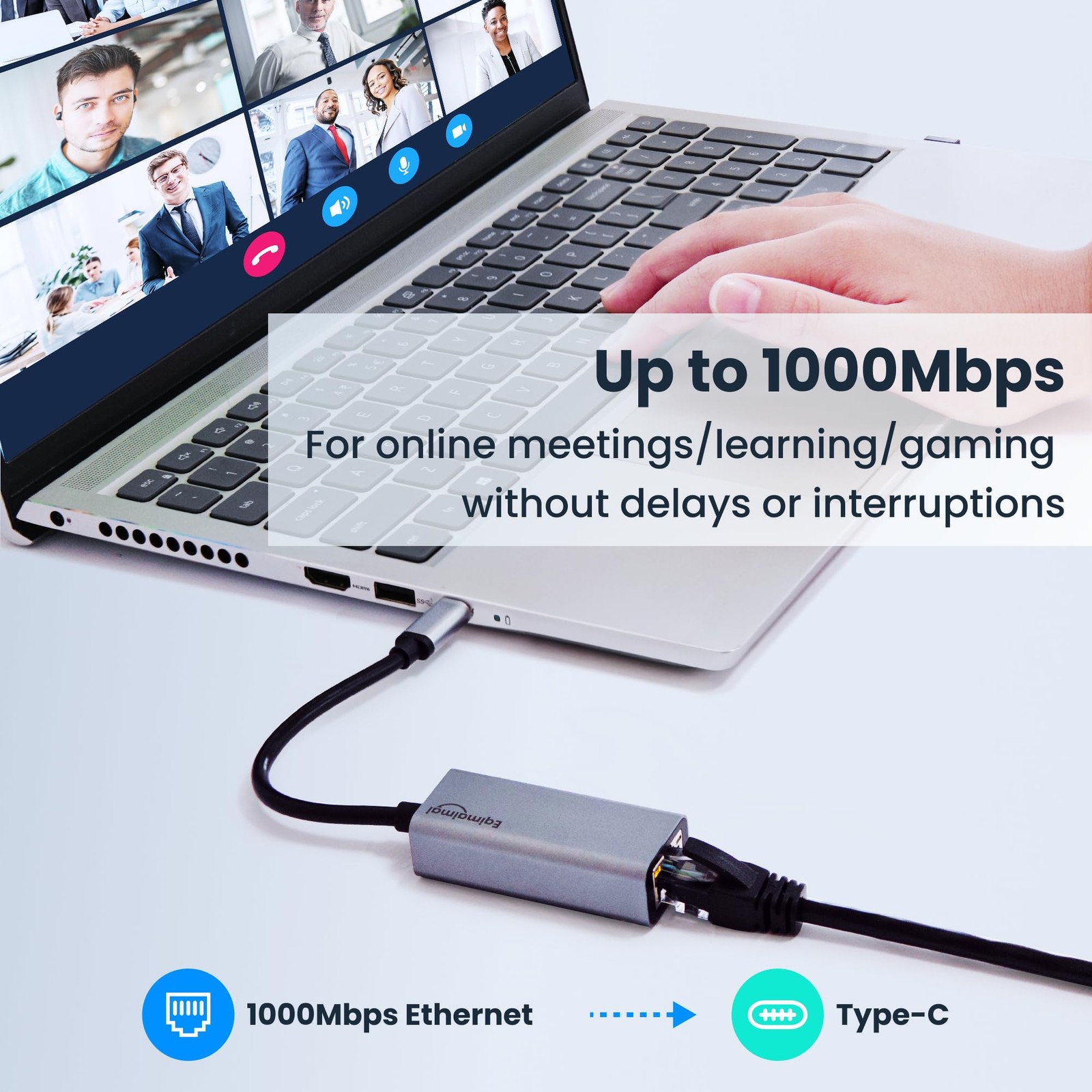 USB C to ethernet Adapter,Ethernet Usb c adapter, GRAY
