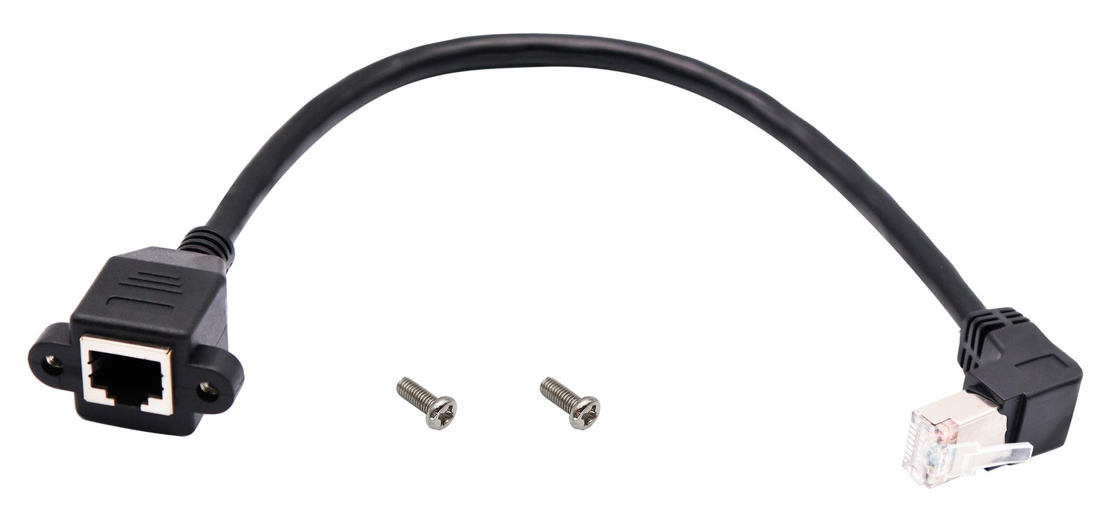 Cat 6 Ethernet Cable 90 Degree down Angle RJ45 Male to Female Shielded Ethernet