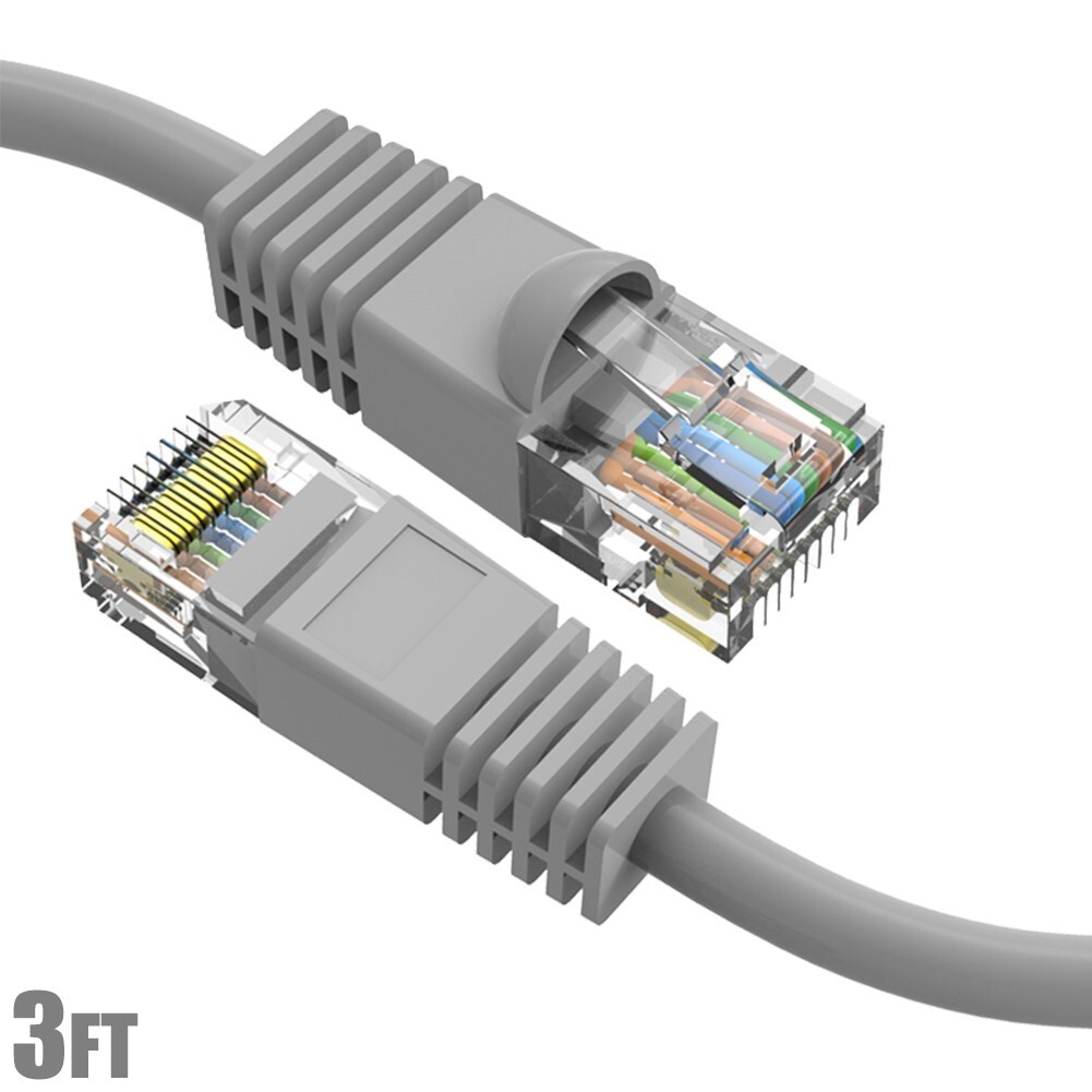 3FT Cat6 RJ45 Ethernet LAN Network UTP Snagless Patch Cable Pure Copper Gray