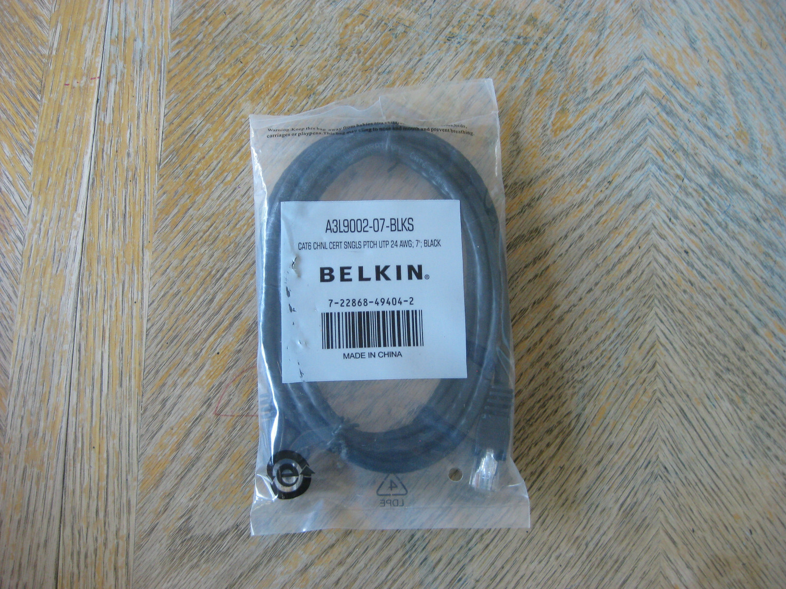 Belkin CAT6 Networking Cable 7 ft. Black A3L9002-07-BLKS Snagless Ethernet