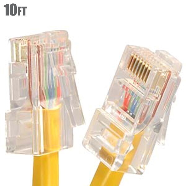 10FT Cat5E RJ45 Network LAN Ethernet UTP Cable Non-Boot Gold Copper Wire Yellow