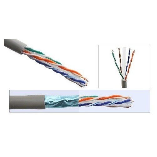 1000′ Ft CAT6 23 AWG Shielded STP Ethernet Network Cable Grey Solid Twisted Pair