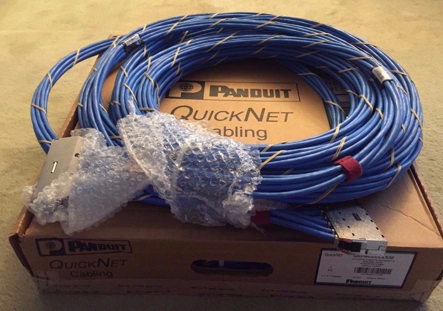 PANDUIT CAT 6A Network Shielded Jack Trunk Cable 40 FT Quicknet Cable Solution